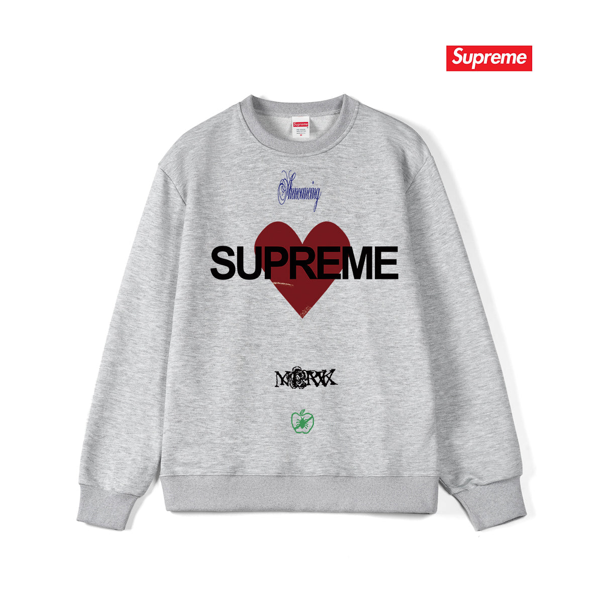 Heart Print Crew Neck Sweatshirt THOM TREND
