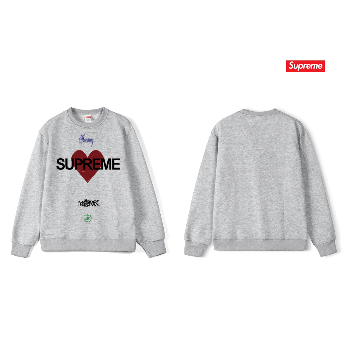 Heart Print Crew Neck Sweatshirt THOM TREND