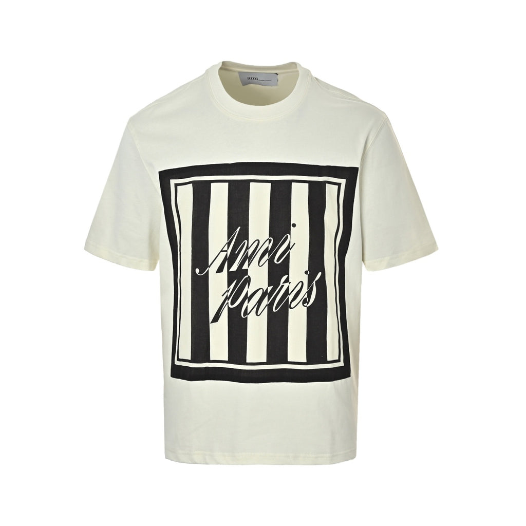 Letter Stripe Patch Short Sleeve Tee