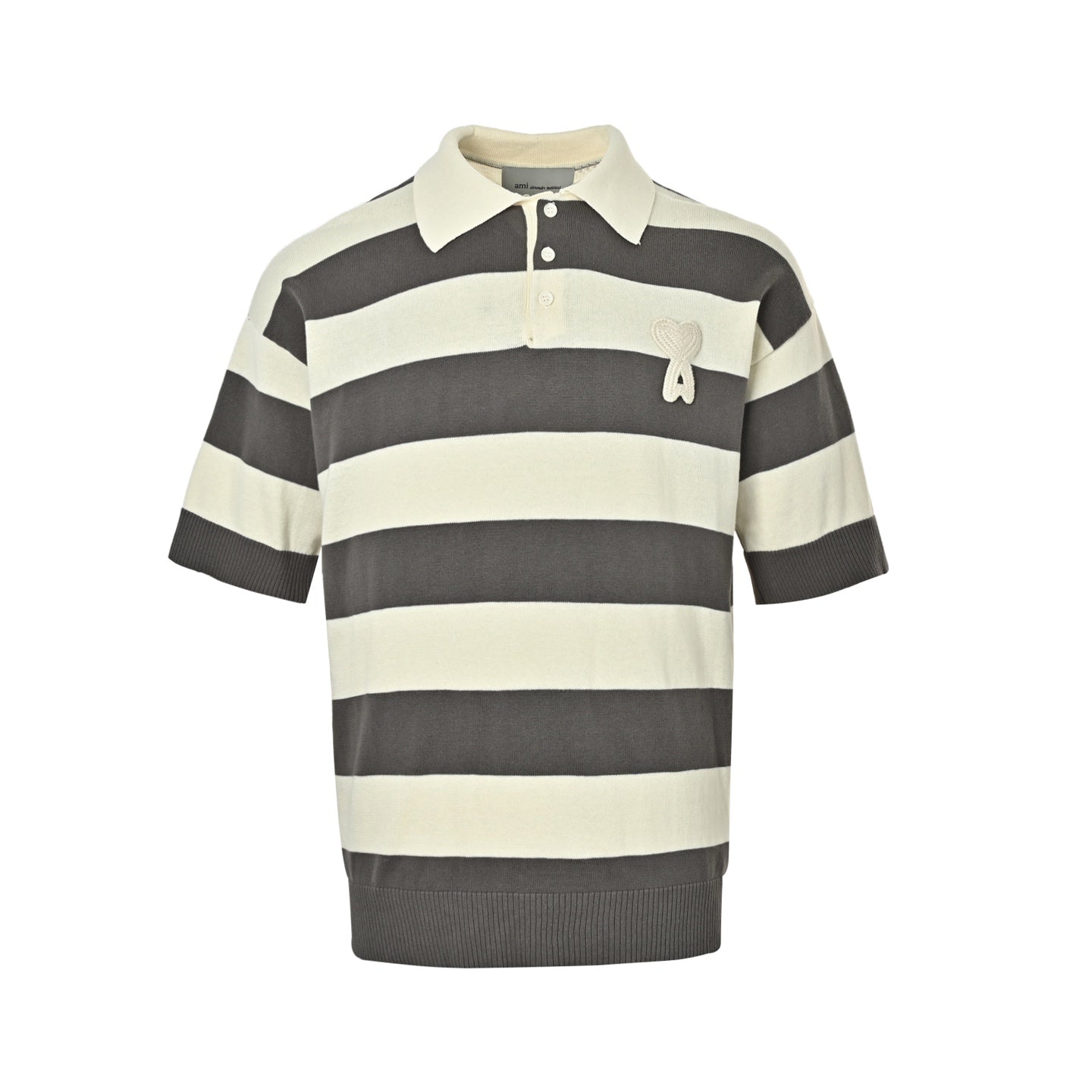 Crochet Heart Stripe Knit Polo