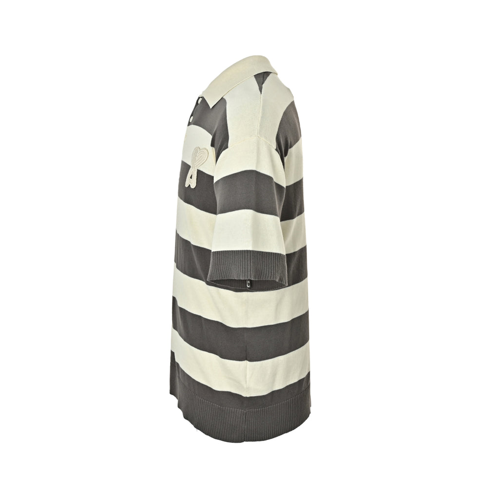 Crochet Heart Stripe Knit Polo