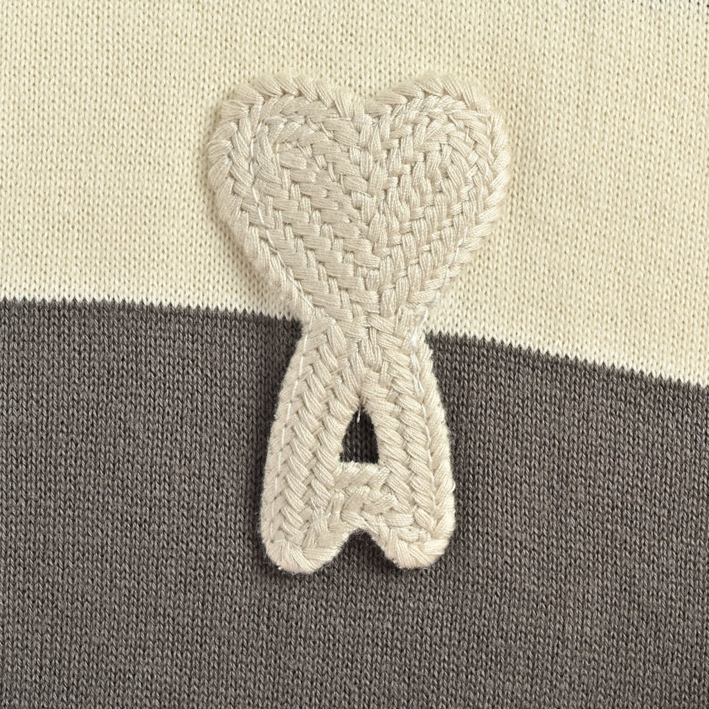 Crochet Heart Stripe Knit Polo