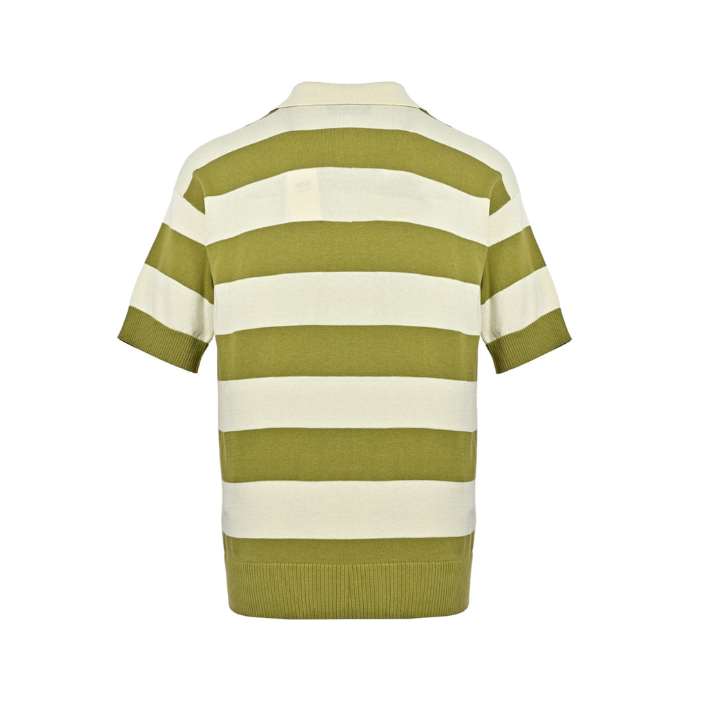 Crochet Heart Stripe Knit Polo