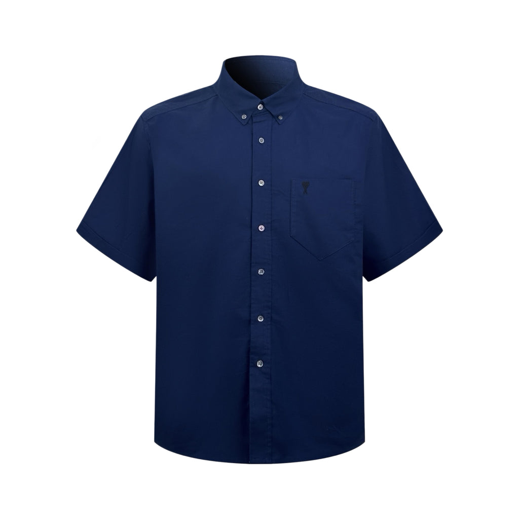 Heart Pocket Embroidered Short Sleeve Shirt