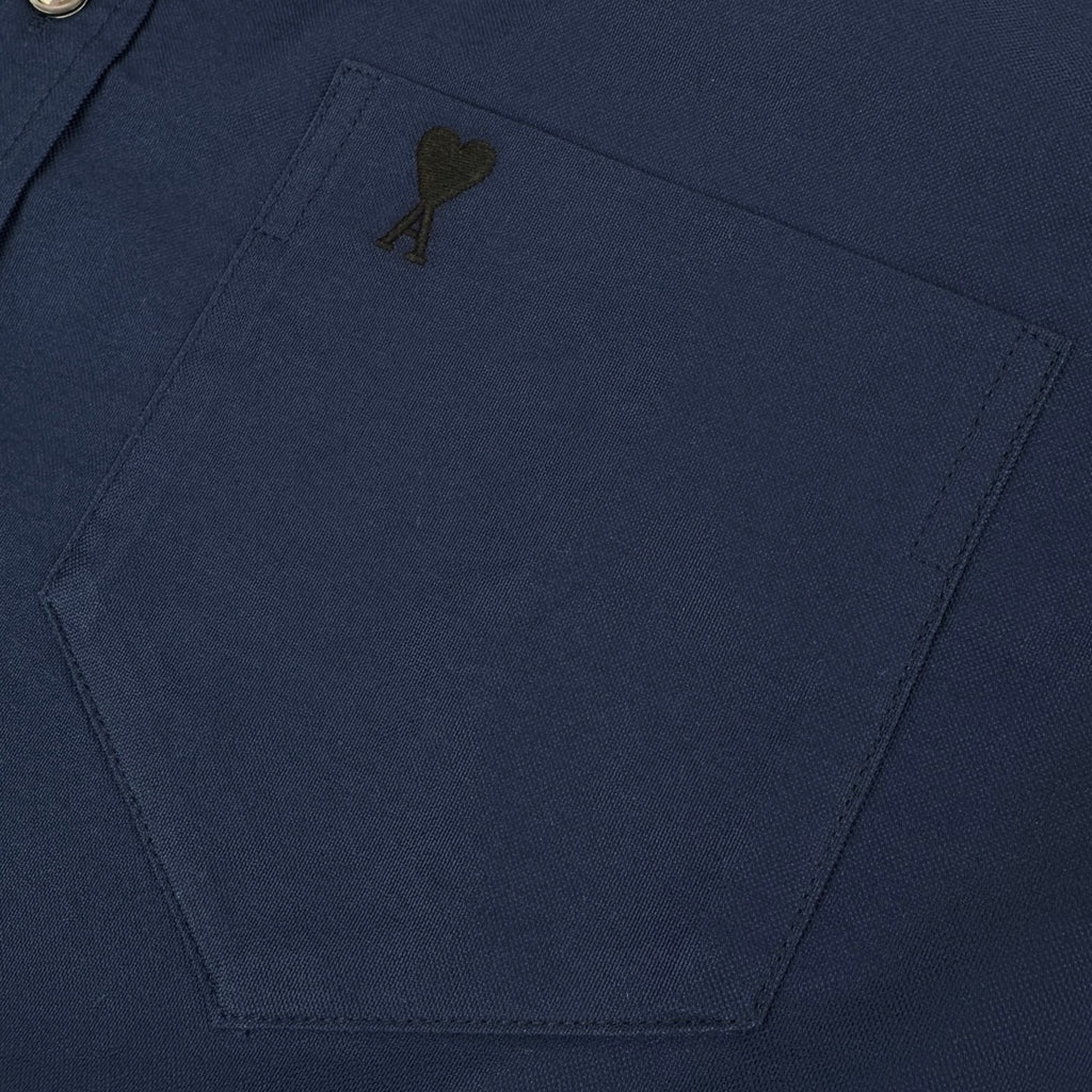 Heart Pocket Embroidered Short Sleeve Shirt