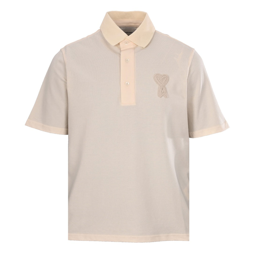 Crochet Heart Knit Short Sleeve Polo