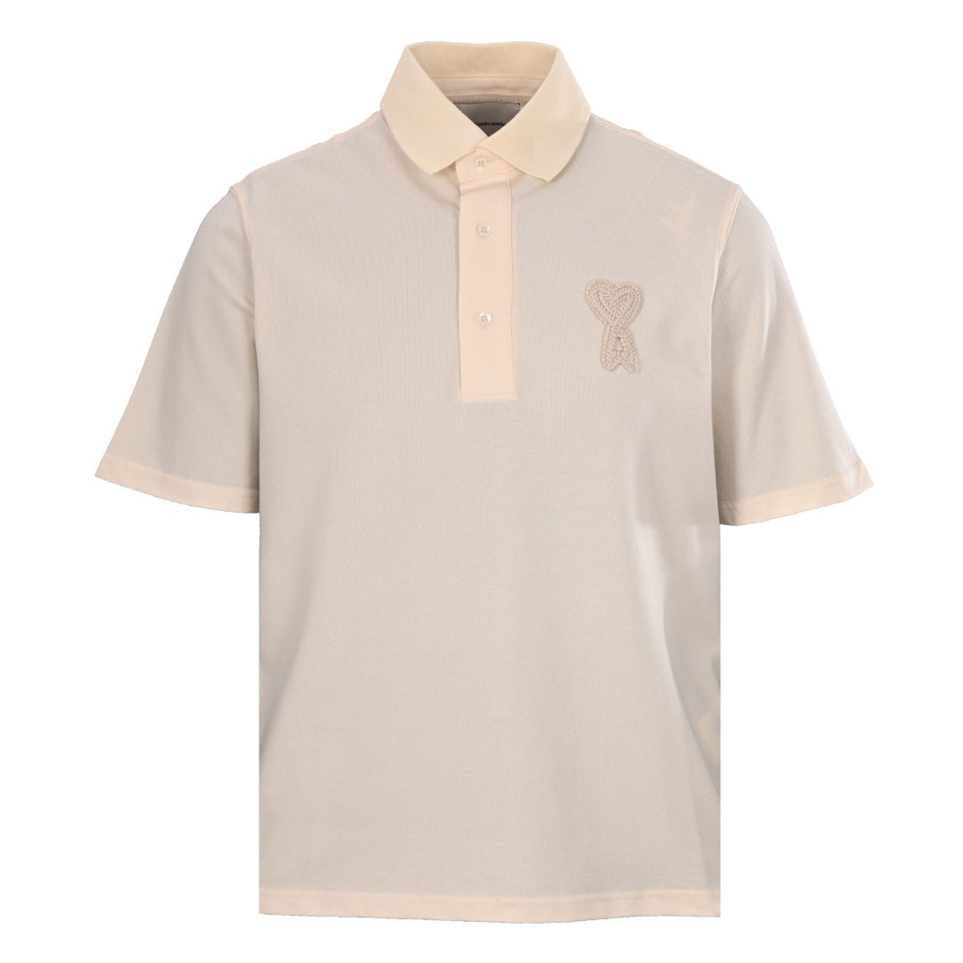 Crochet Heart Knit Short Sleeve Polo
