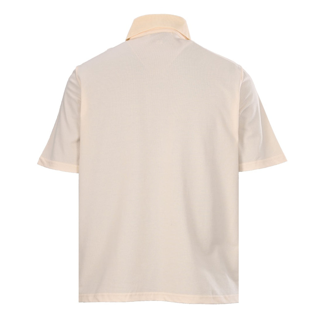 Crochet Heart Knit Short Sleeve Polo