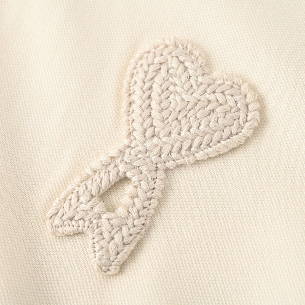 Crochet Heart Knit Short Sleeve Polo