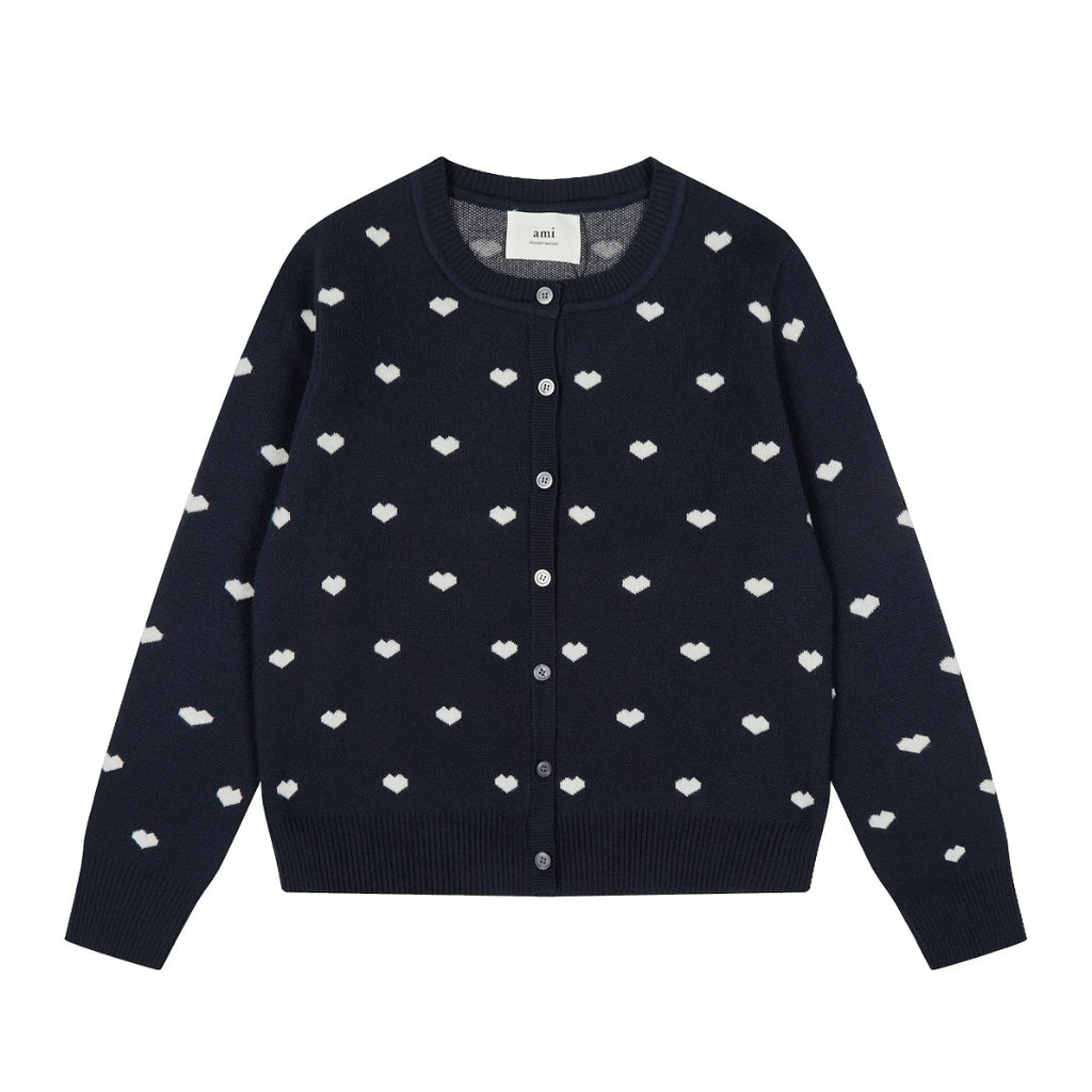 Heart Jacquard Knit Cardigan
