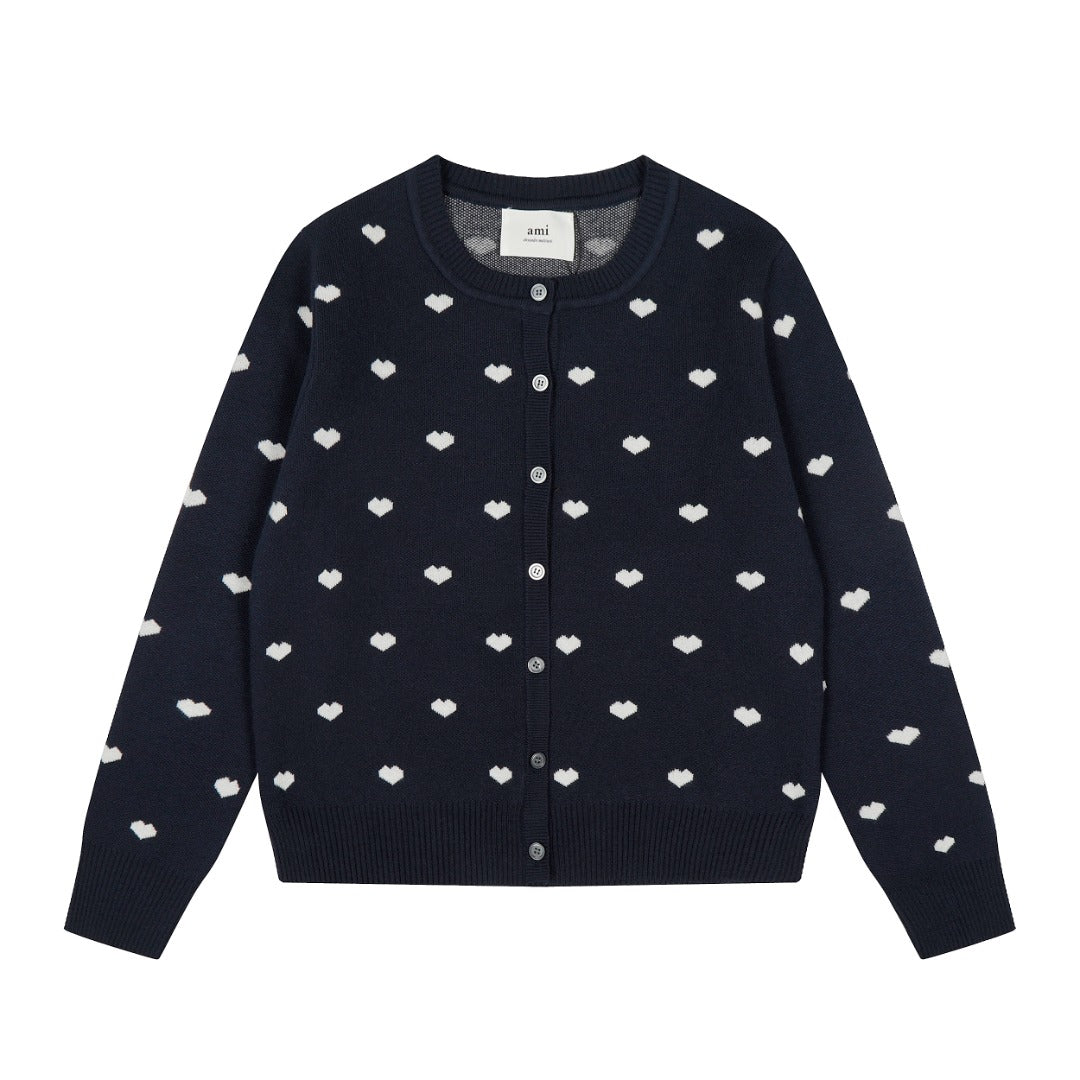 Heart Jacquard Knit Cardigan