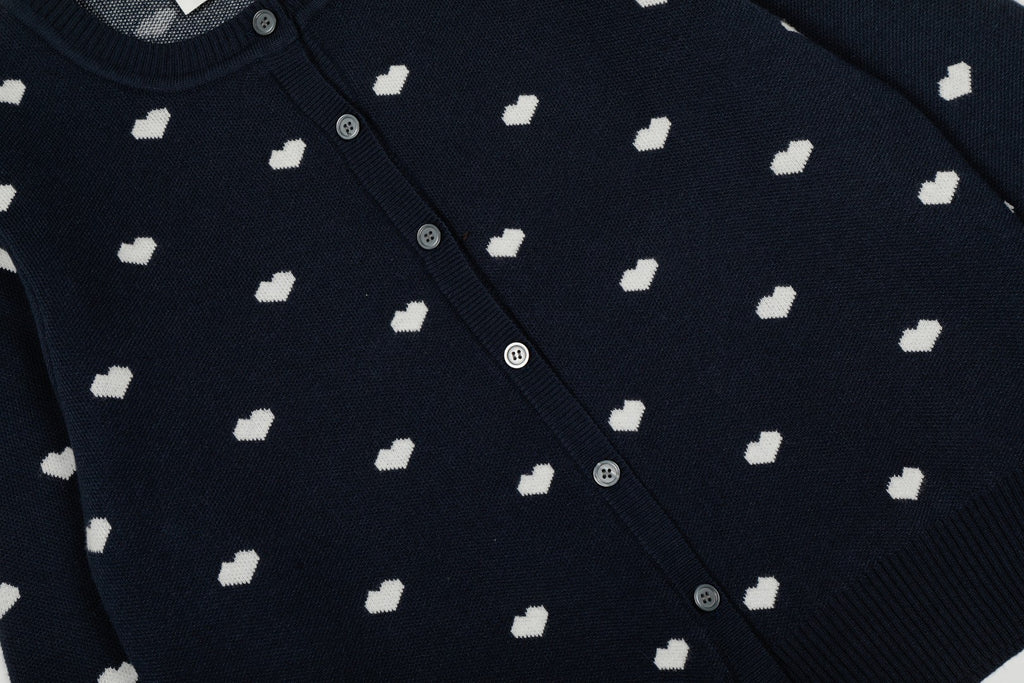 Heart Jacquard Knit Cardigan