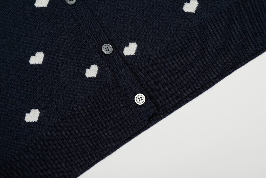 Heart Jacquard Knit Cardigan