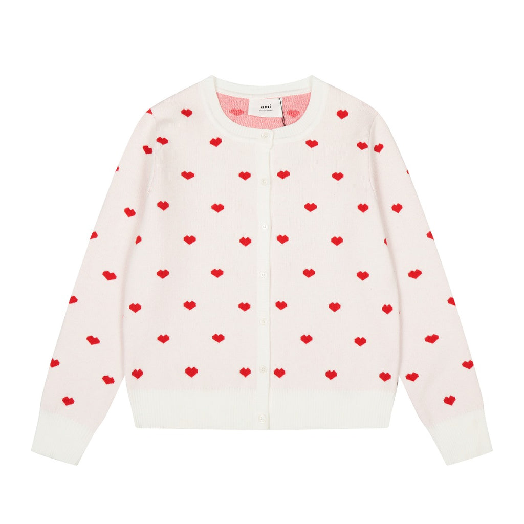 Heart Jacquard Knit Cardigan