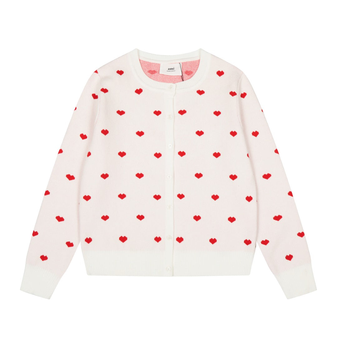 Heart Jacquard Knit Cardigan