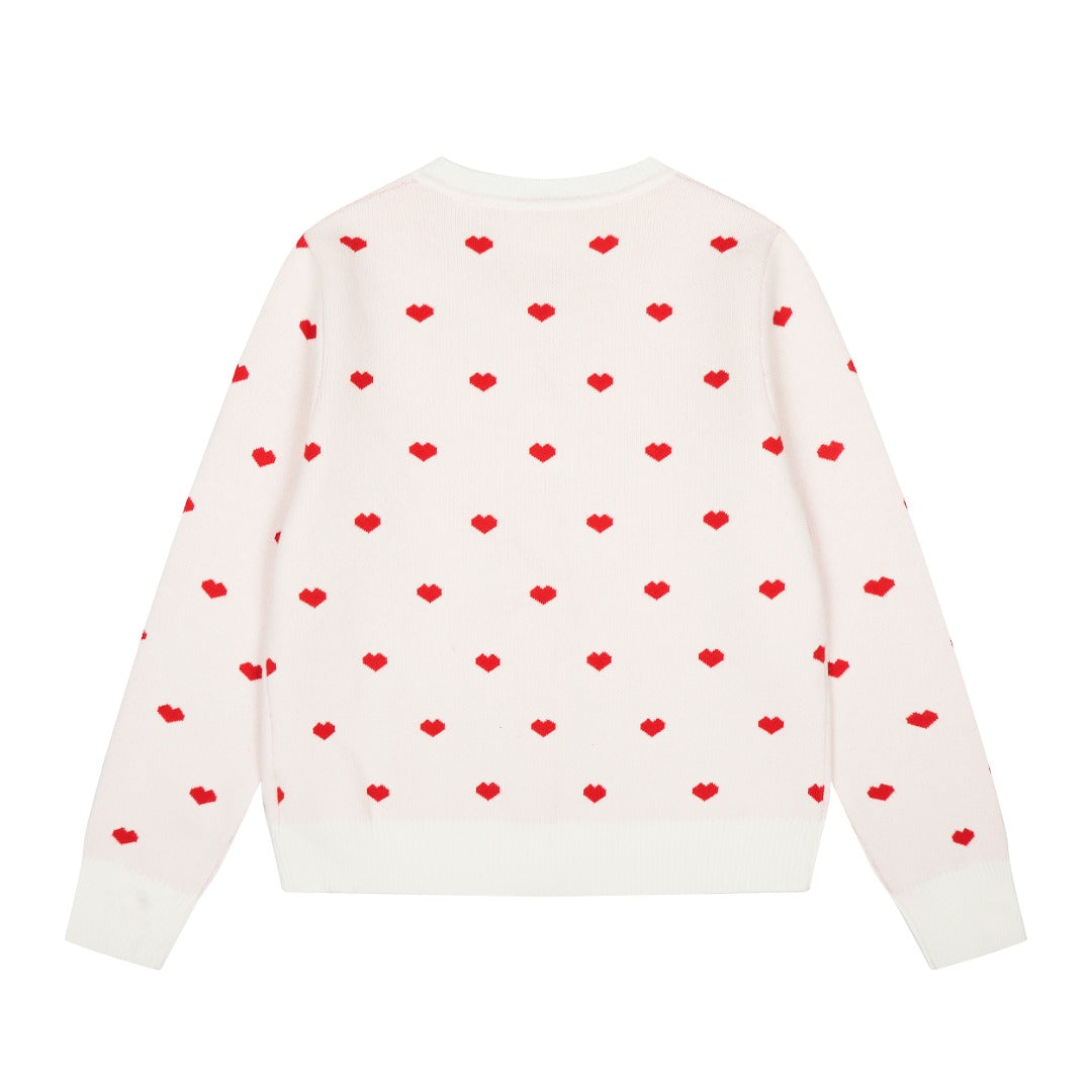 Heart Jacquard Knit Cardigan