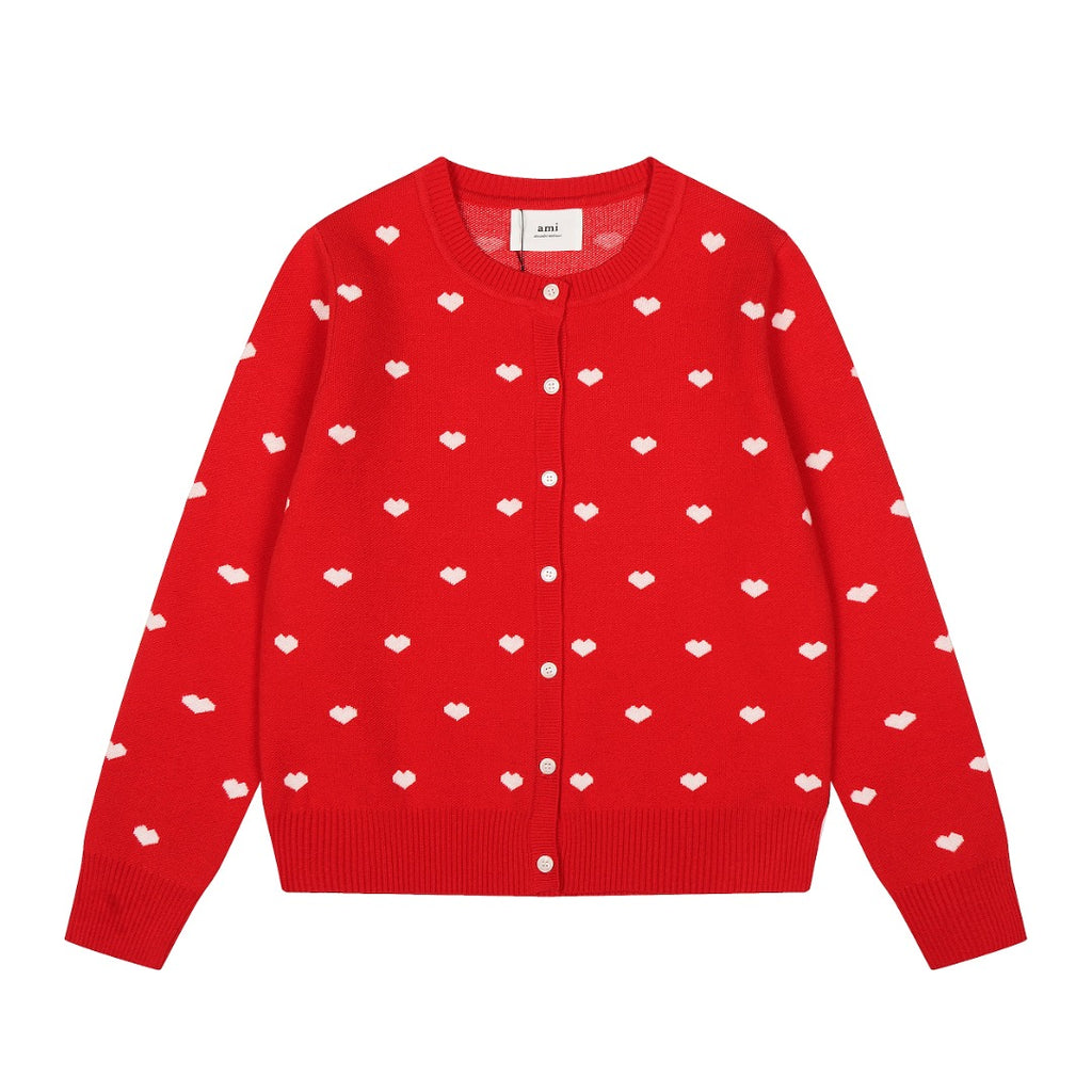 Heart Jacquard Knit Cardigan
