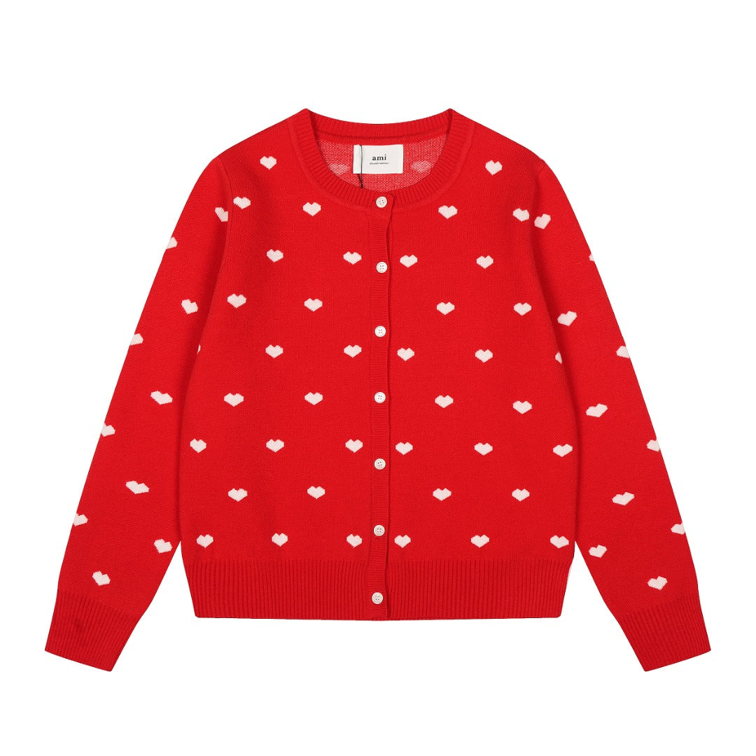 Heart Jacquard Knit Cardigan
