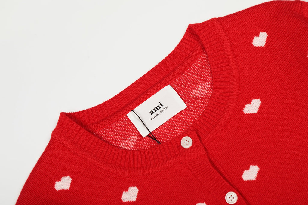 Heart Jacquard Knit Cardigan
