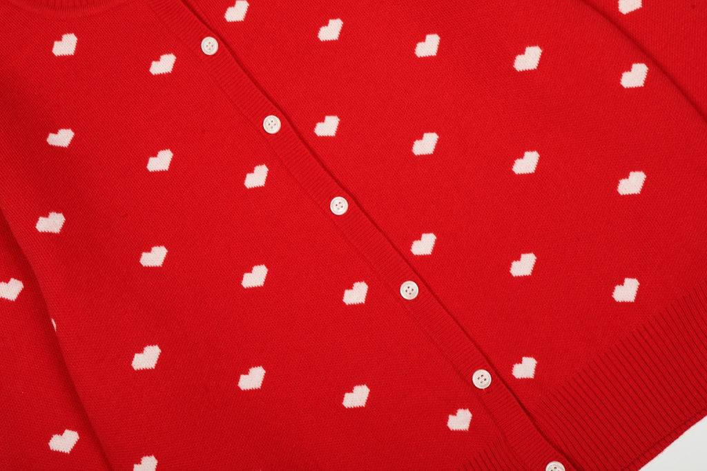 Heart Jacquard Knit Cardigan