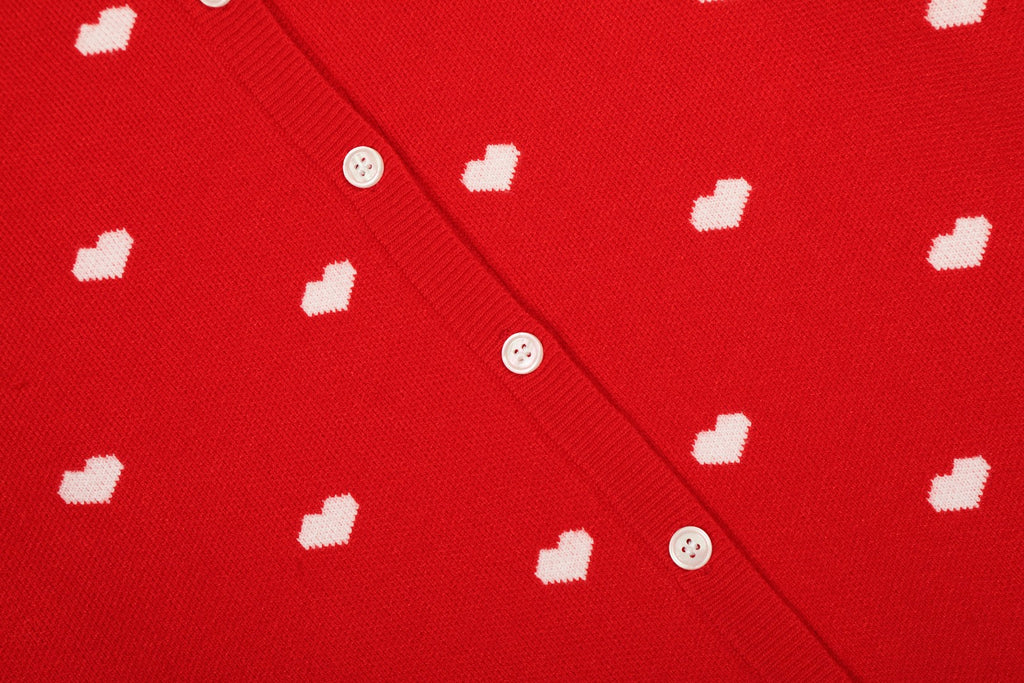 Heart Jacquard Knit Cardigan