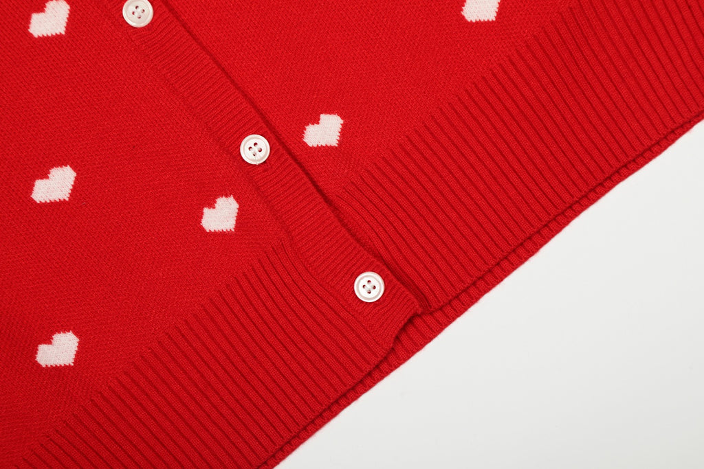 Heart Jacquard Knit Cardigan