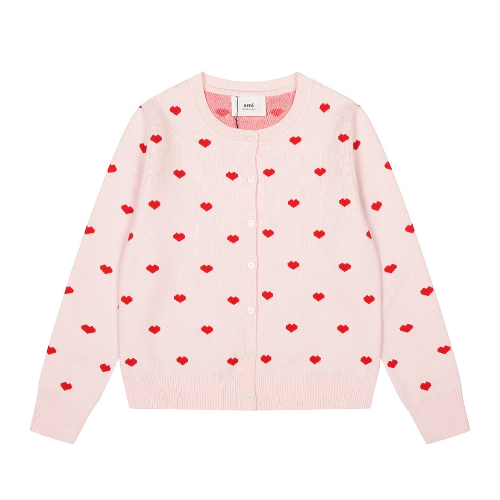 Heart Jacquard Knit Cardigan