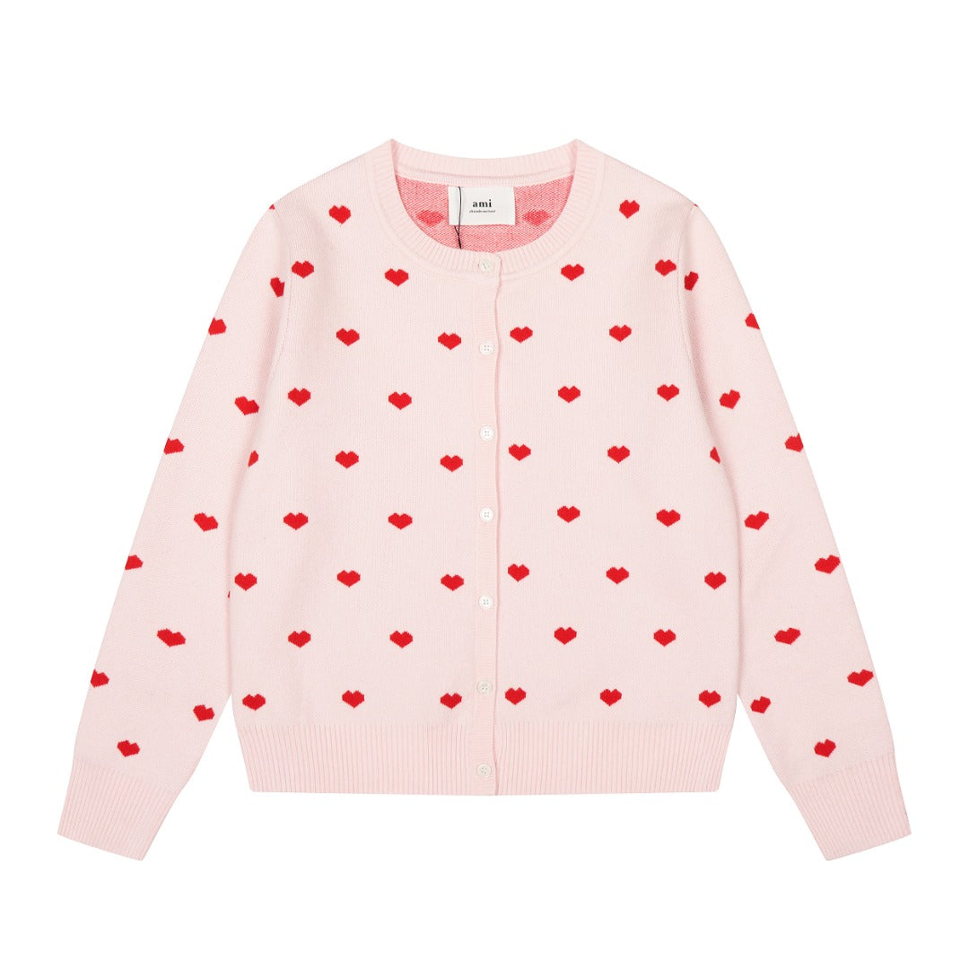 Heart Jacquard Knit Cardigan