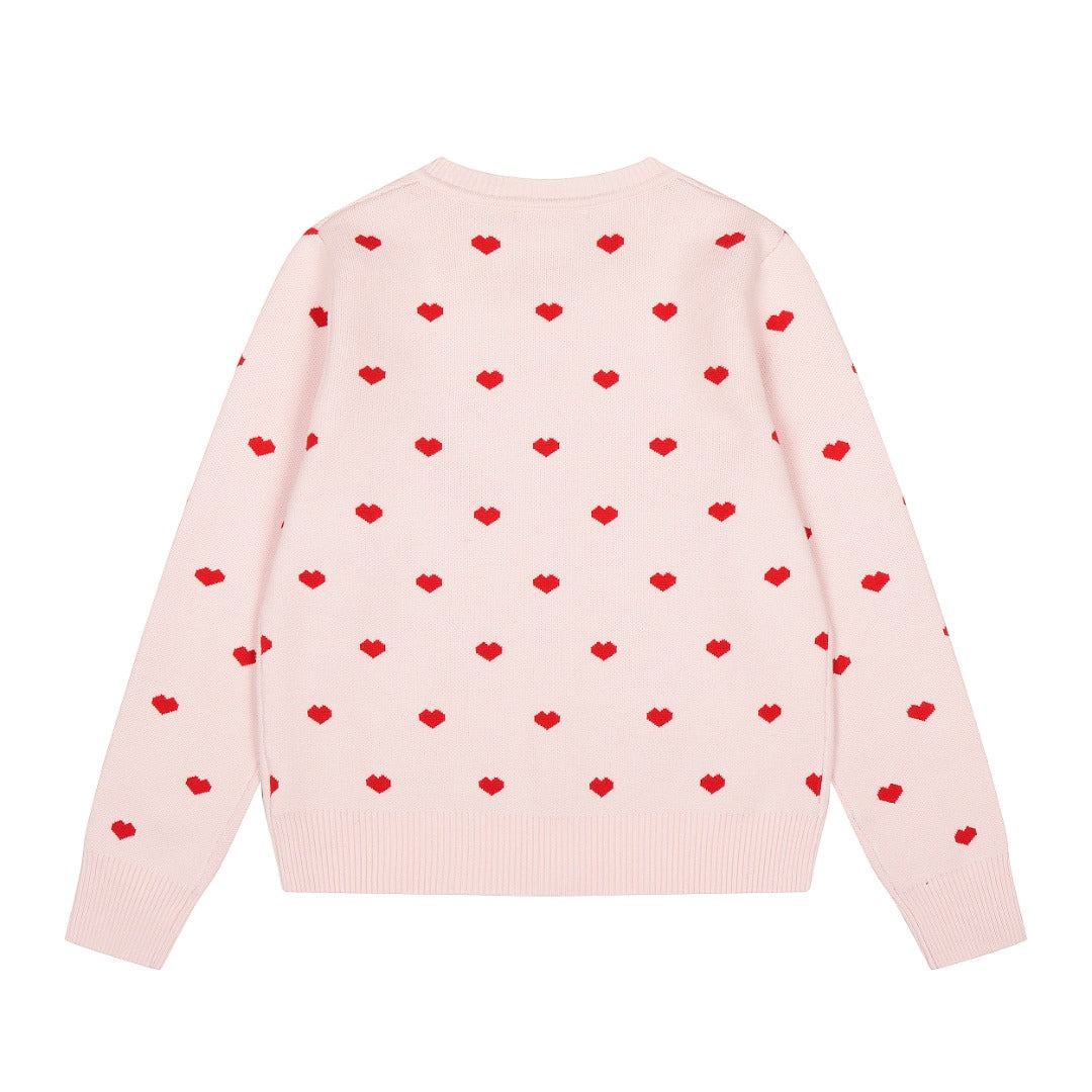 Heart Jacquard Knit Cardigan