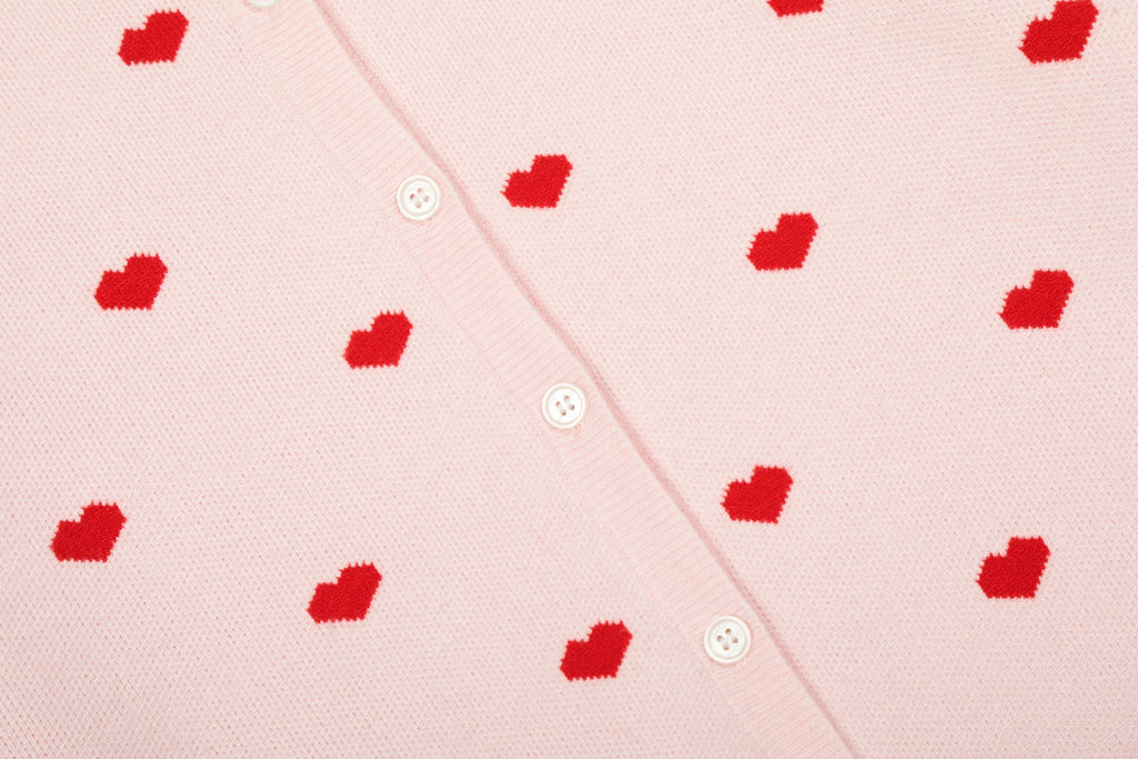 Heart Jacquard Knit Cardigan