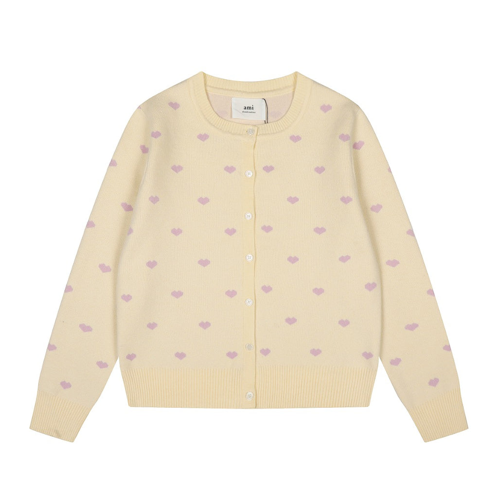 Heart Jacquard Knit Cardigan
