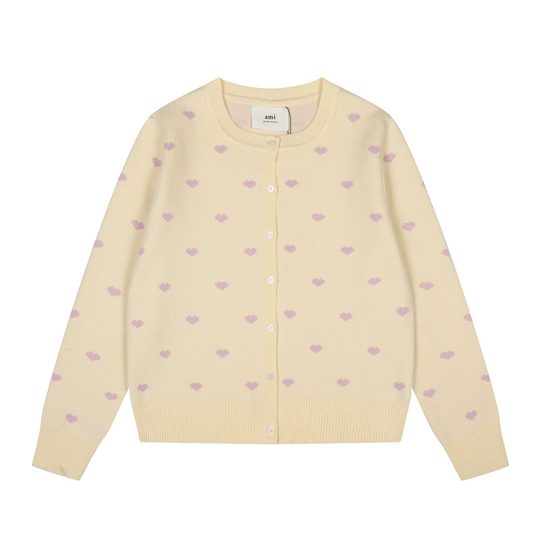 Heart Jacquard Knit Cardigan