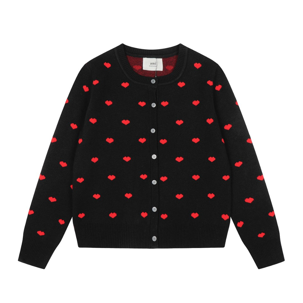 Heart Jacquard Knit Cardigan