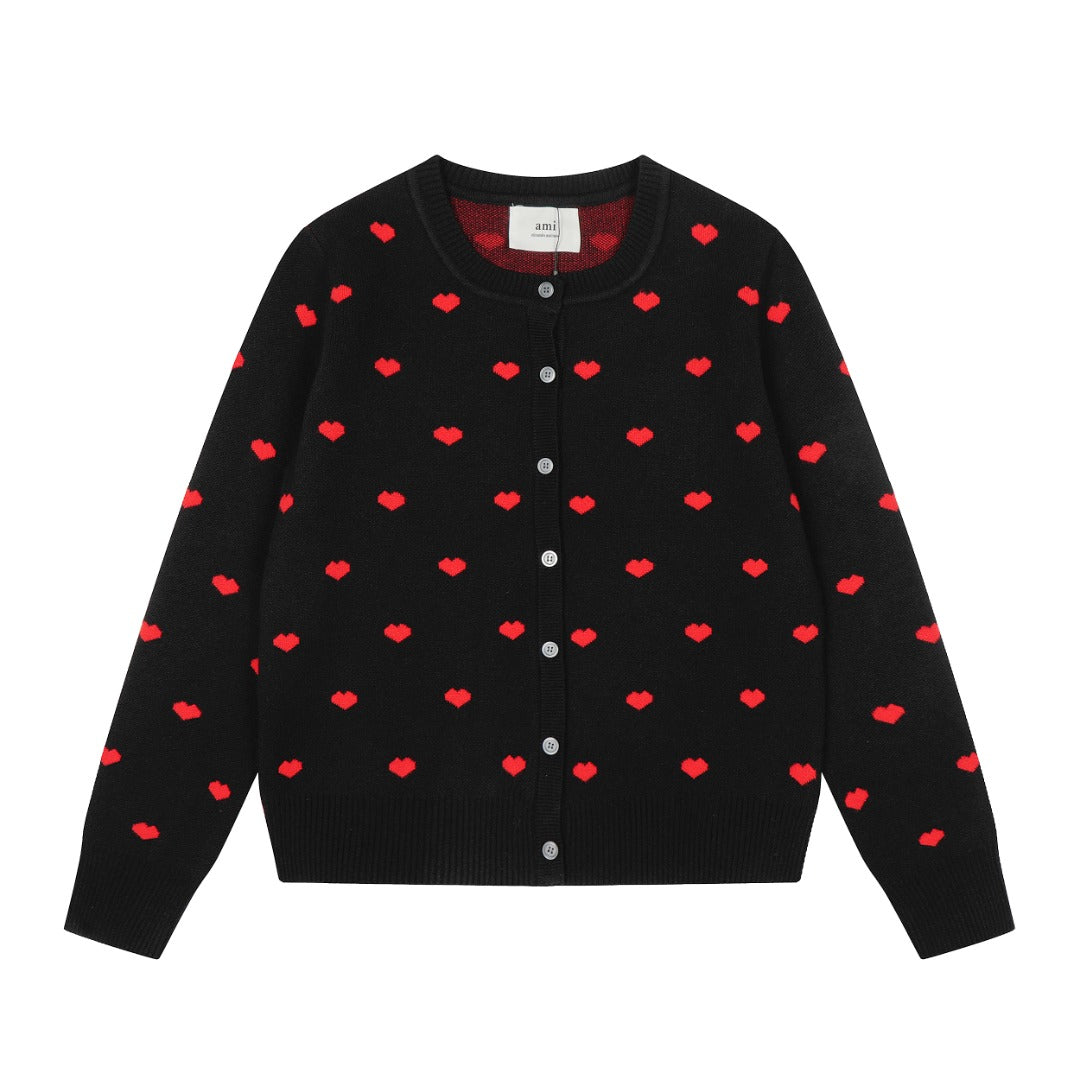 Heart Jacquard Knit Cardigan