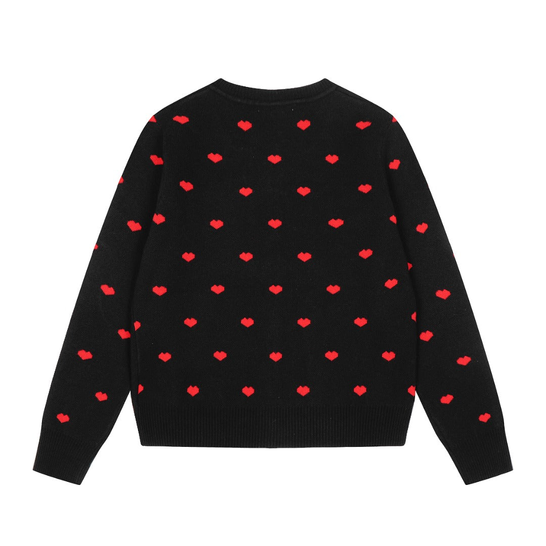 Heart Jacquard Knit Cardigan