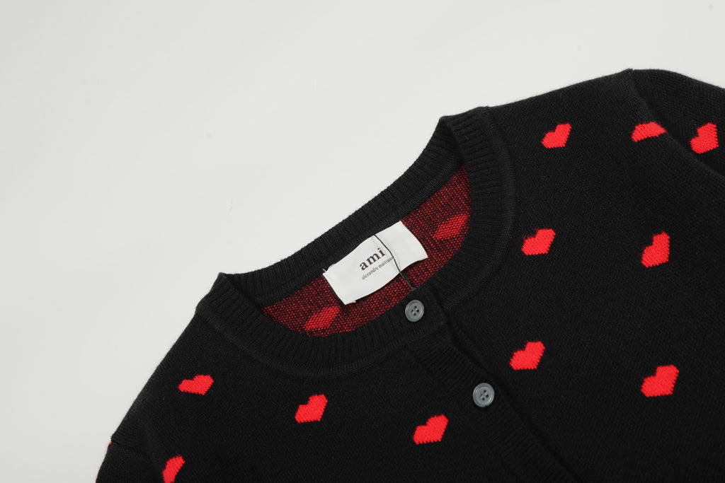 Heart Jacquard Knit Cardigan