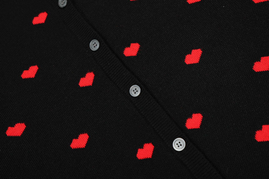 Heart Jacquard Knit Cardigan