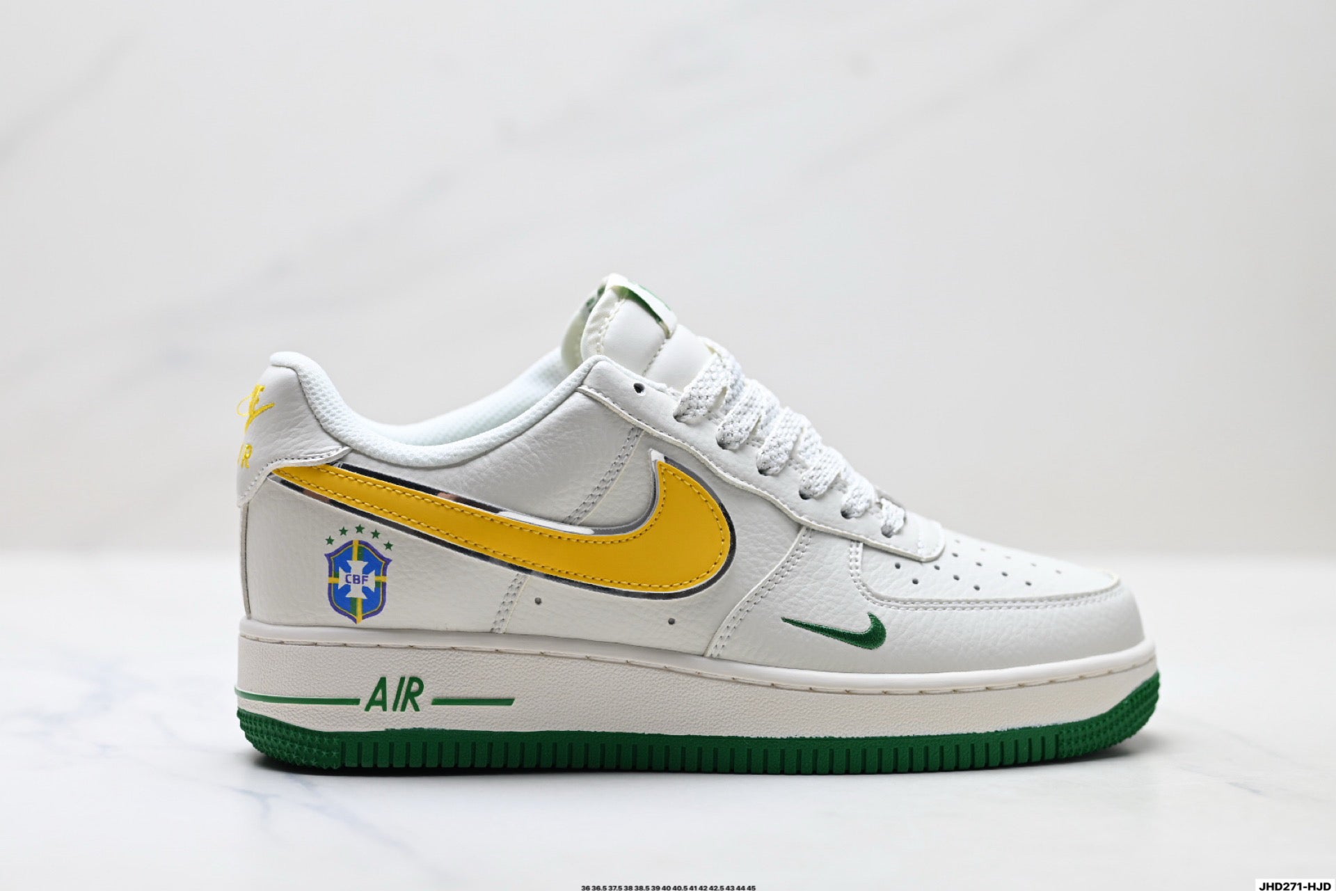 Nike Air Force 1 Low Brazil-Inspired | White Green Yellow Leather Sneakers