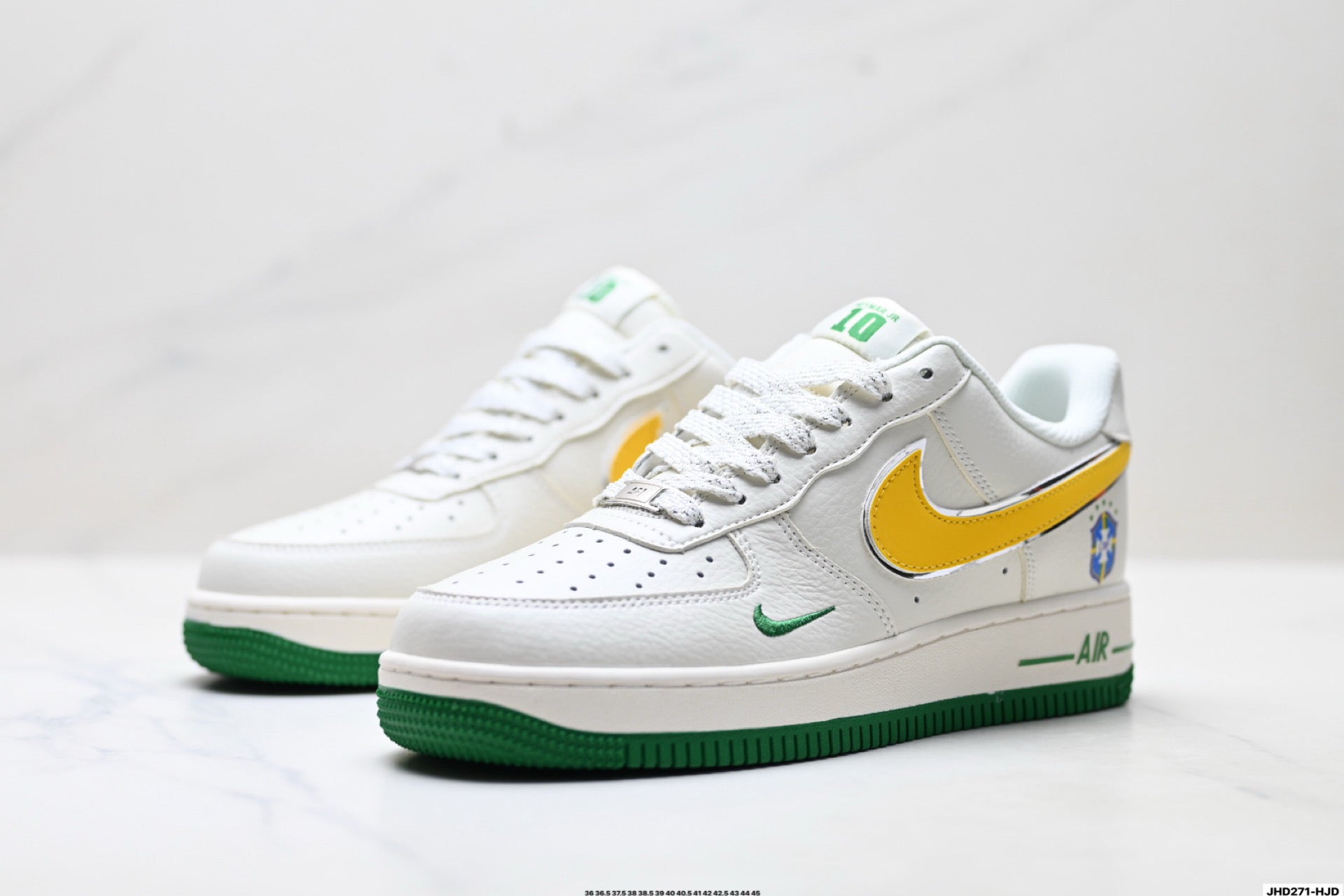 Nike Air Force 1 Low Brazil-Inspired | White Green Yellow Leather Sneakers