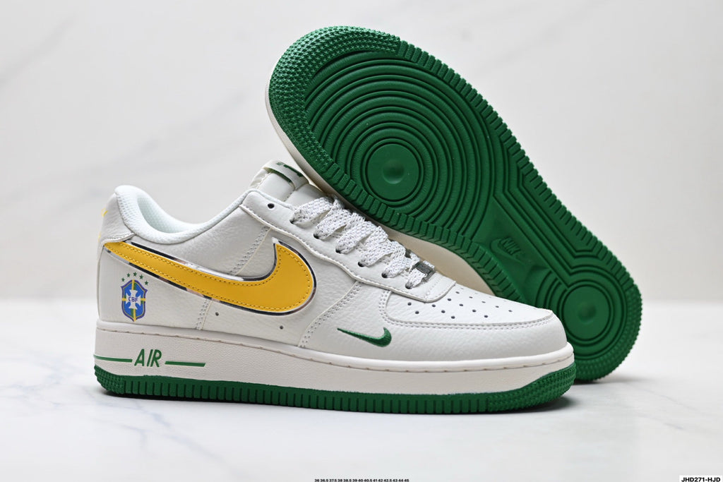 Nike Air Force 1 Low Brazil-Inspired | White Green Yellow Leather Sneakers