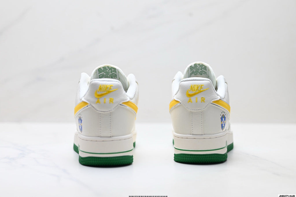 Nike Air Force 1 Low Brazil-Inspired | White Green Yellow Leather Sneakers
