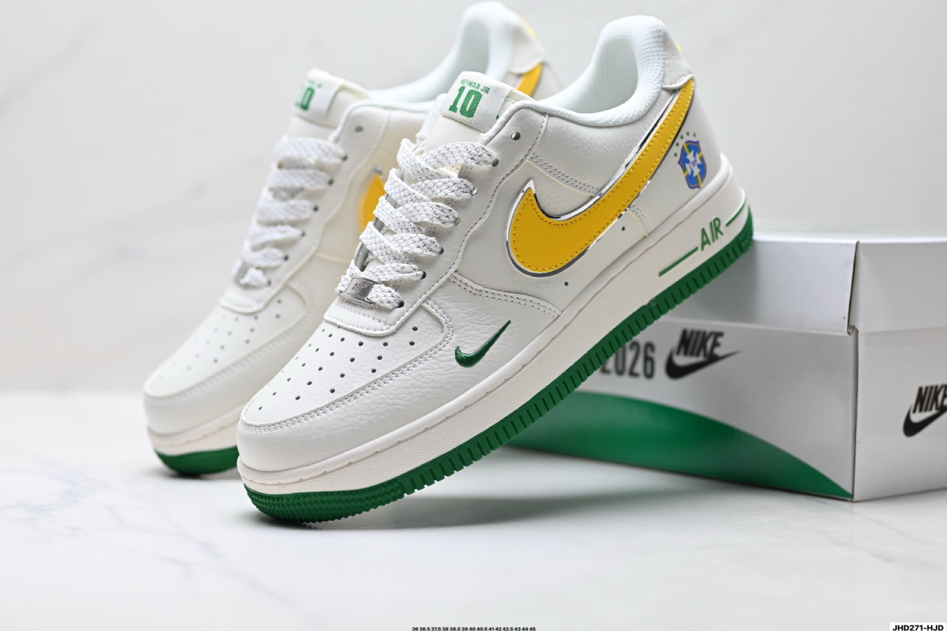 Nike Air Force 1 Low Brazil-Inspired | White Green Yellow Leather Sneakers