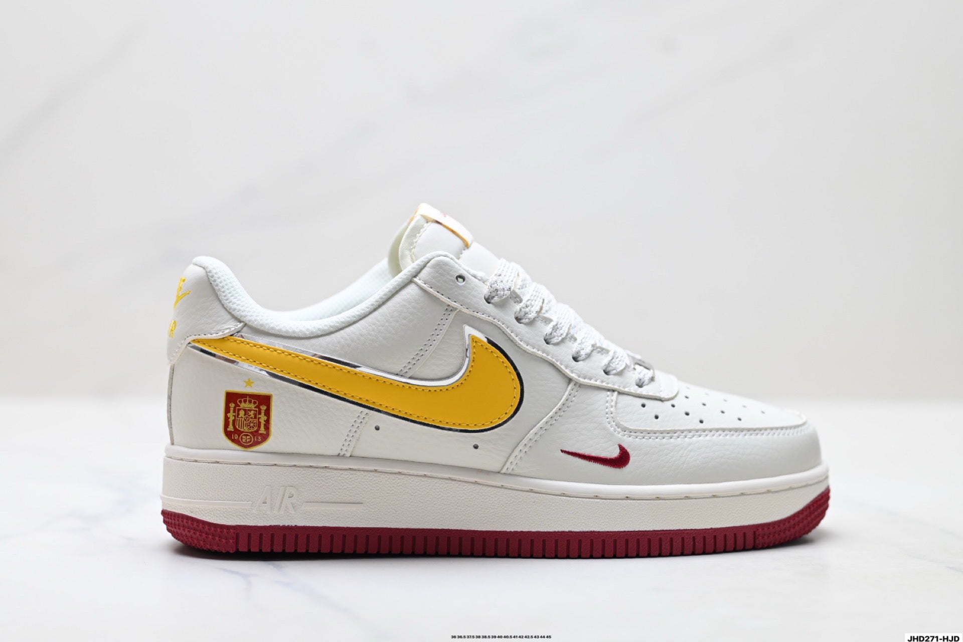 Nike Air Force 1 Low Spain-Inspired | White Yellow Red Leather Sneakers