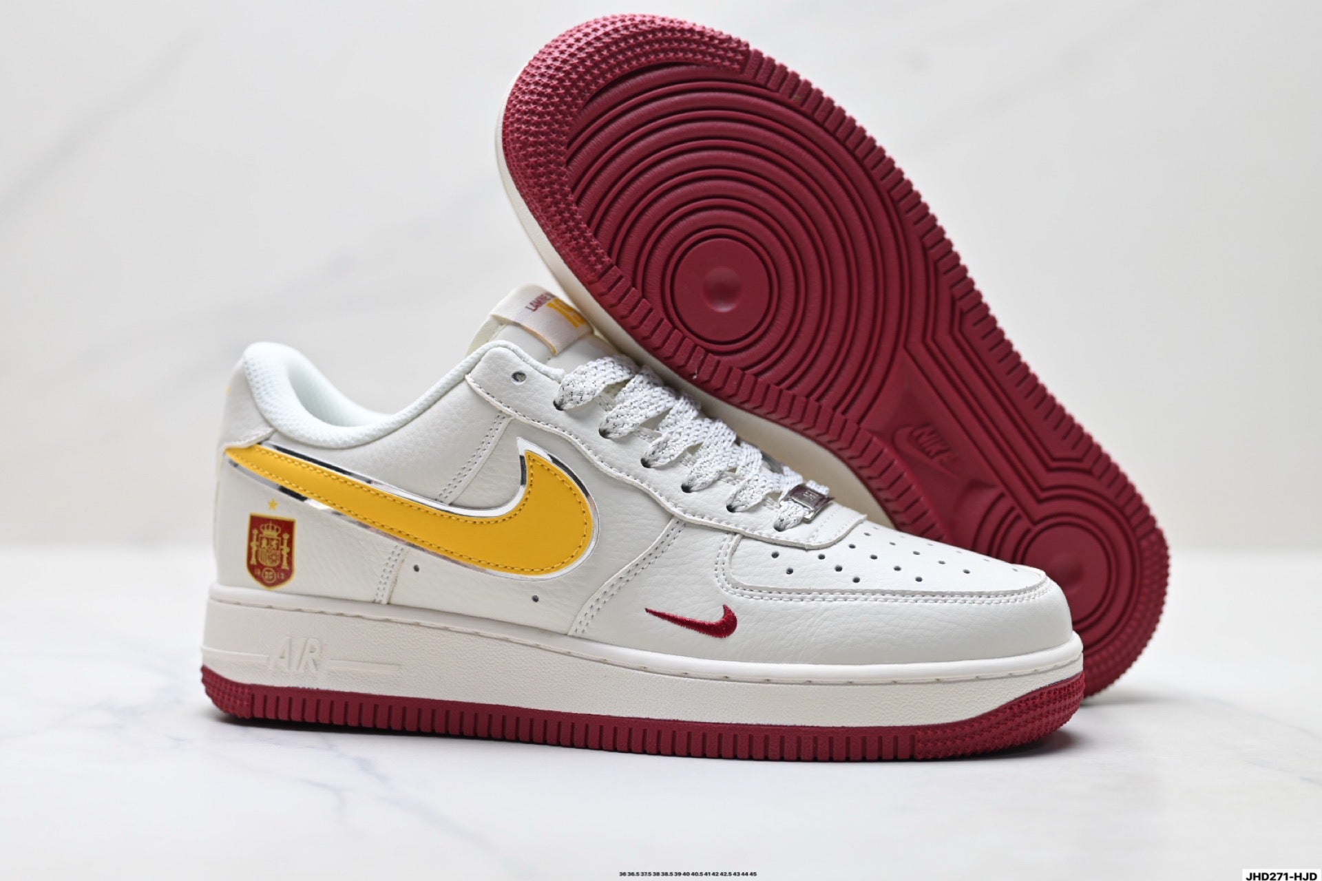 Nike Air Force 1 Low Spain-Inspired | White Yellow Red Leather Sneakers
