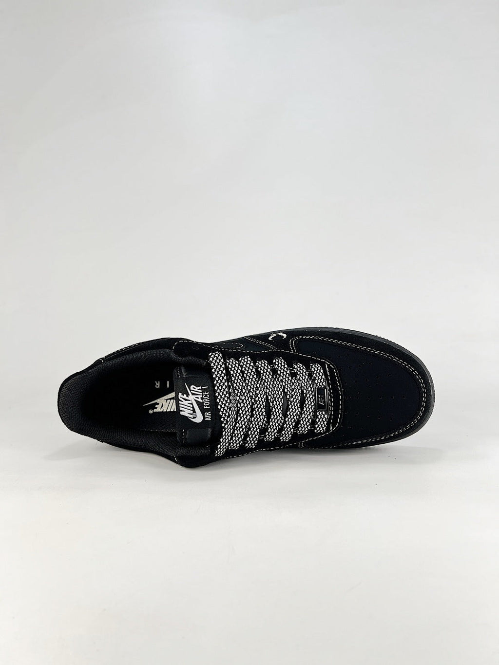 Nike Air Force 1 Low Heritage | Black Suede Contrast Stitch Sneakers