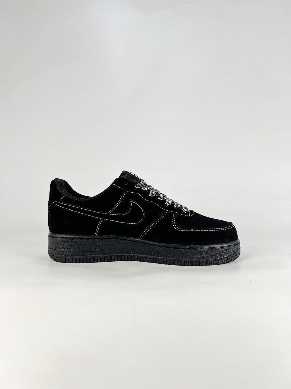 Nike Air Force 1 Low Heritage | Black Suede Contrast Stitch Sneakers