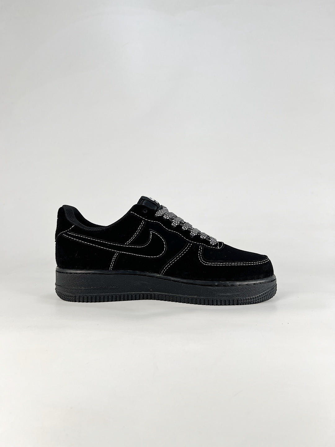 Nike Air Force 1 Low Heritage | Black Suede Contrast Stitch Sneakers