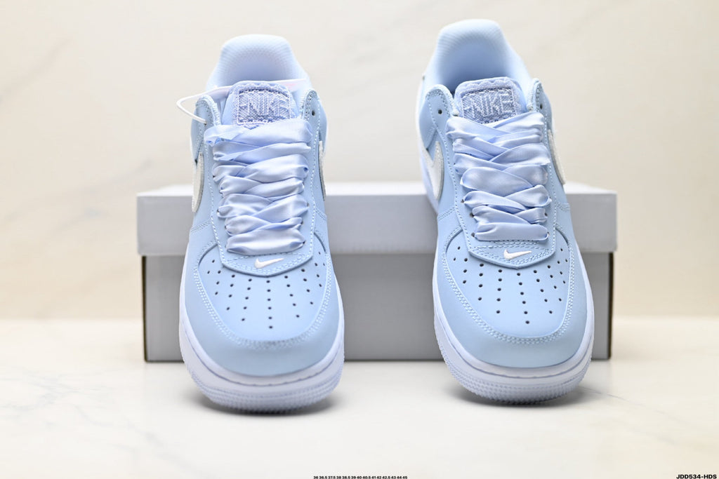 Nike Air Force 1 Low Baby Blue | Satin Lace Leather Sneakers