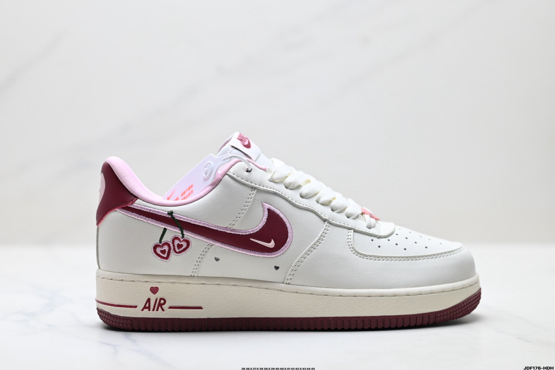 Nike Air Force 1 Low Cherry Embroidery | White Cherry Red Leather Sneakers