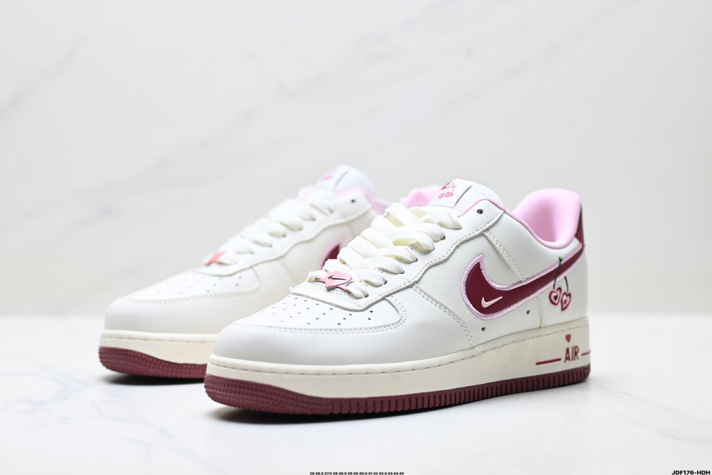Nike Air Force 1 Low Cherry Embroidery | White Cherry Red Leather Sneakers